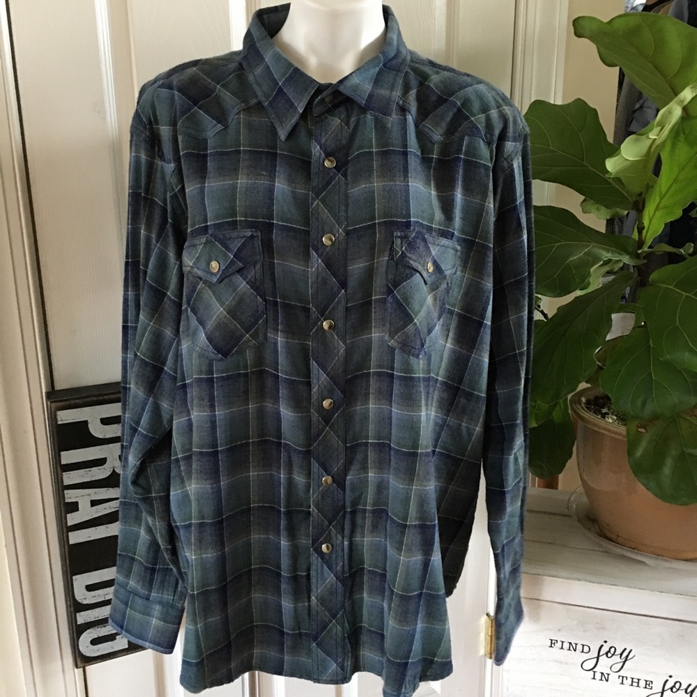 WRANGLER western pearl snap long sleeve 💯 cotton - Picture 5 of 8